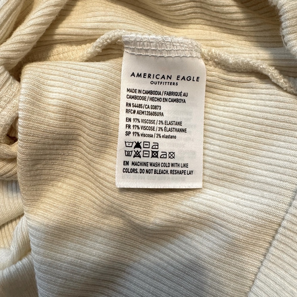 American Eagle Cream Ribbed Tank Top - Picture 4 of 4